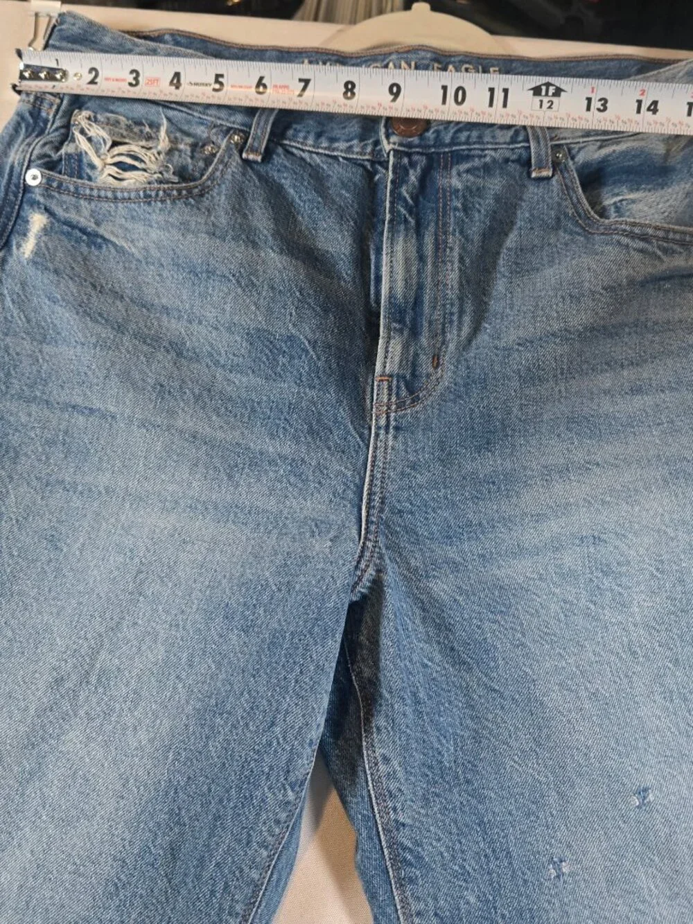 American Eagle Women’s 90s Slim Boyfriend Jeans Size 10 Regular Distressed Blue